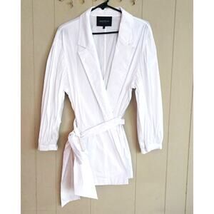 Lafayette 148 New York White Wrap Tie Blouse Ladies XL Oversized